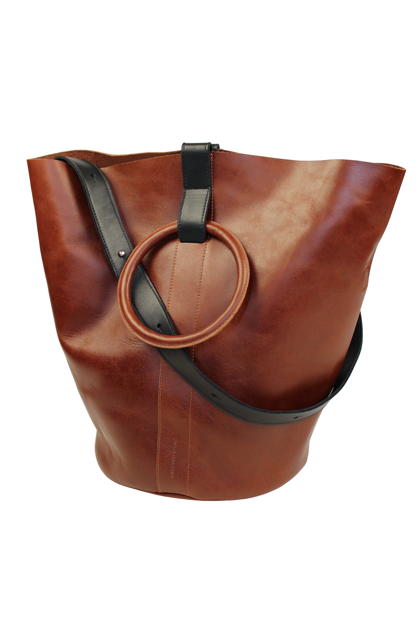 Myers Collective Round Bucket Tote, Large Tobacco